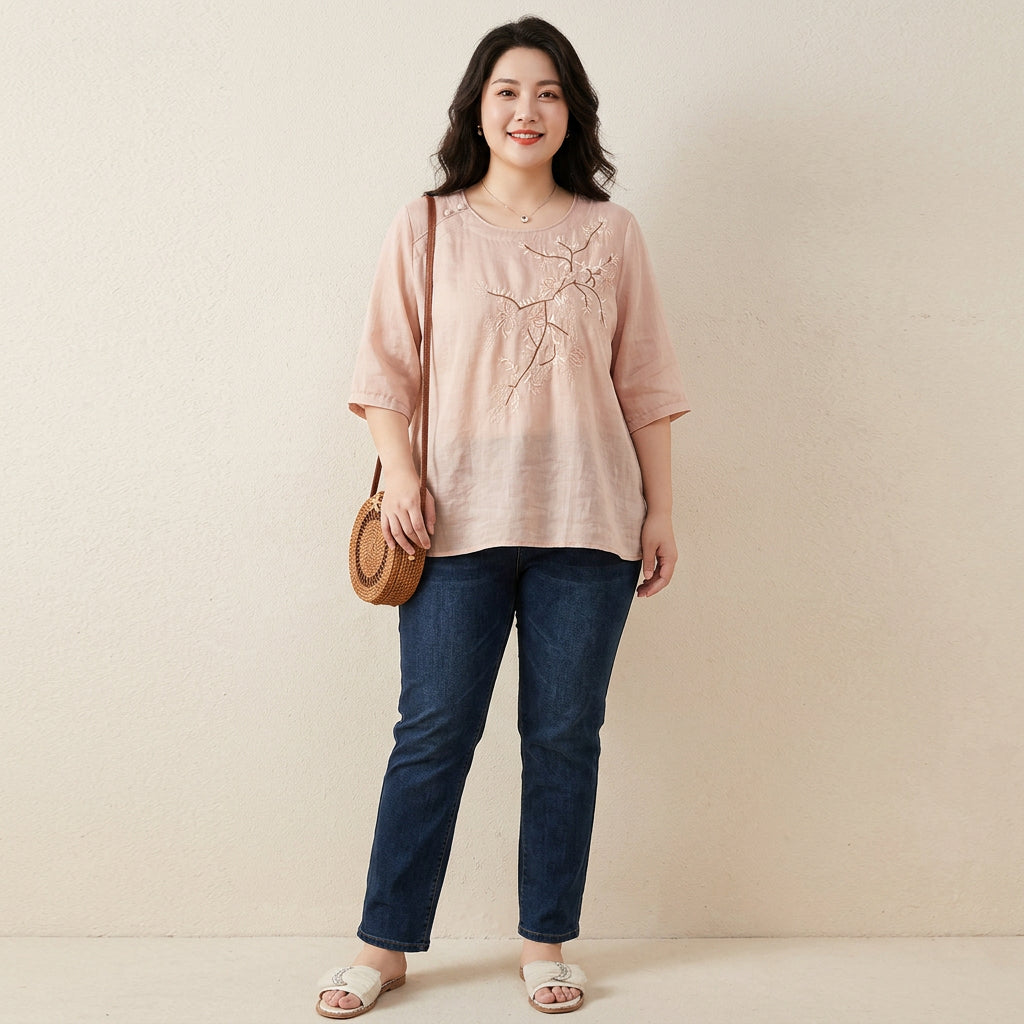 Top di Cotone Ricamato Zoey