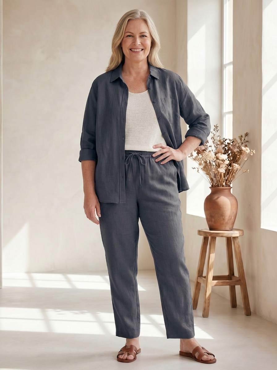Noor | Completo Camicia a Manica Lunga e Pantalone Affusolato
