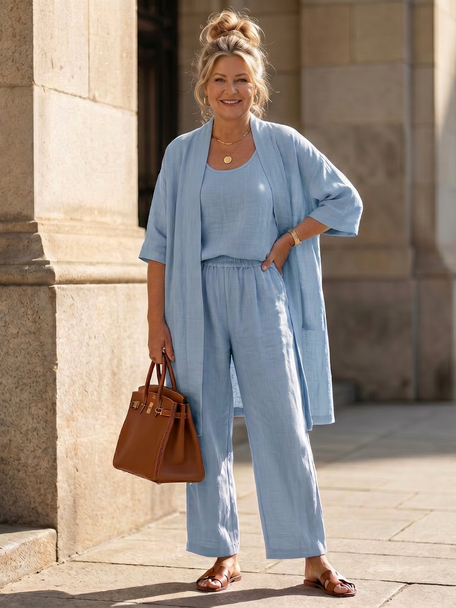 Yael | Completo Tre Pezzi Rilassato con Top e Pantalone
