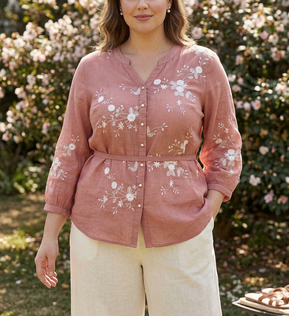 Camicia di Cotone Ricamata Mia
