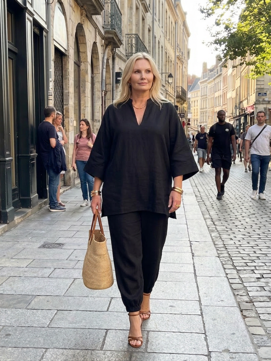 Georgiana | Completo Tunica con Scollo a V e Pantalone Arricciato