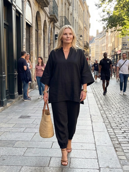 Georgiana | Completo Tunica con Scollo a V e Pantalone Arricciato