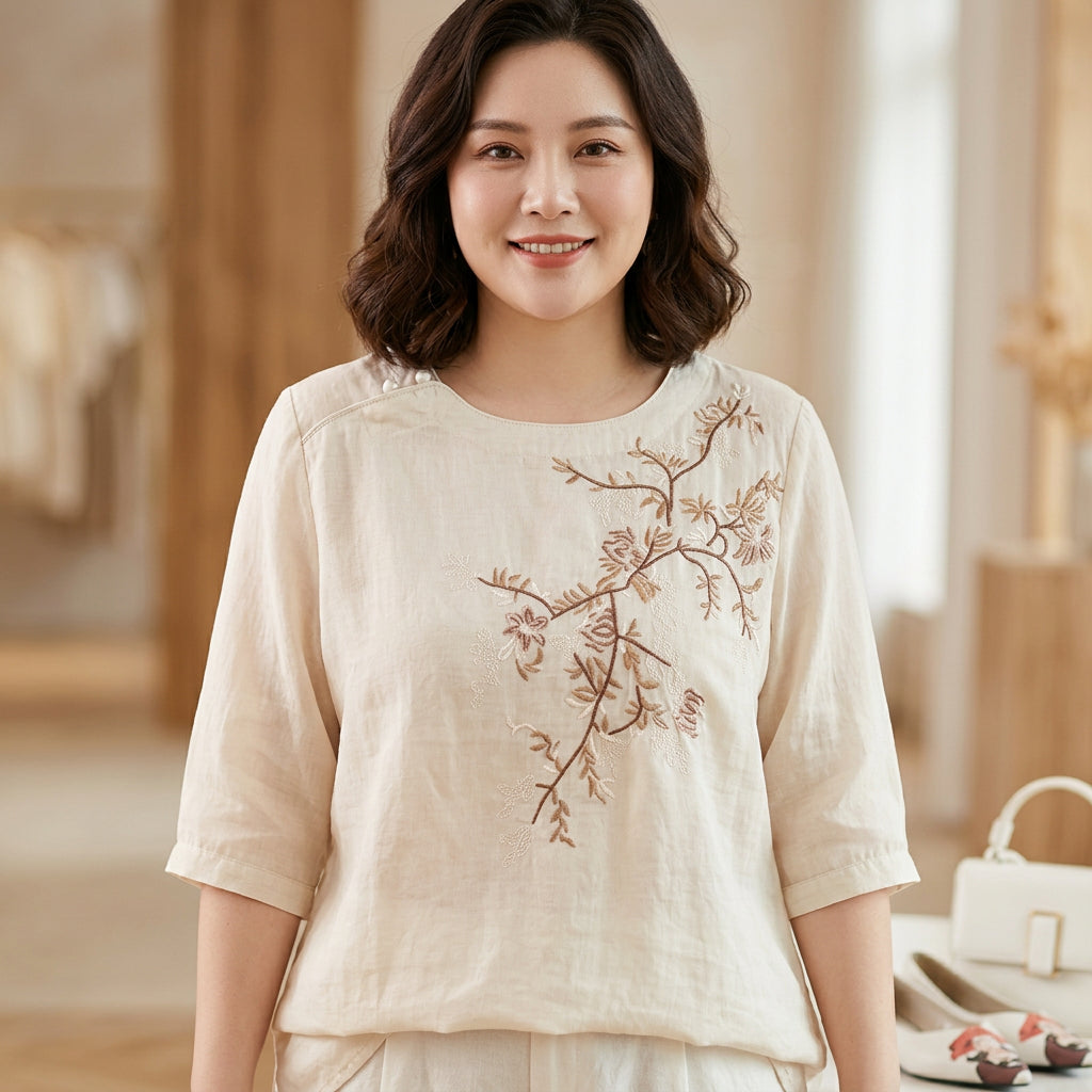 Top di Cotone Ricamato Zoey