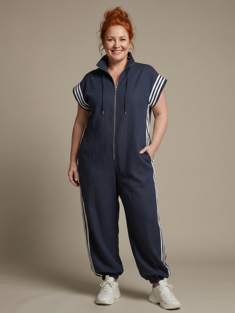 Lark | Tuta con Zip e Pannelli a Righe
