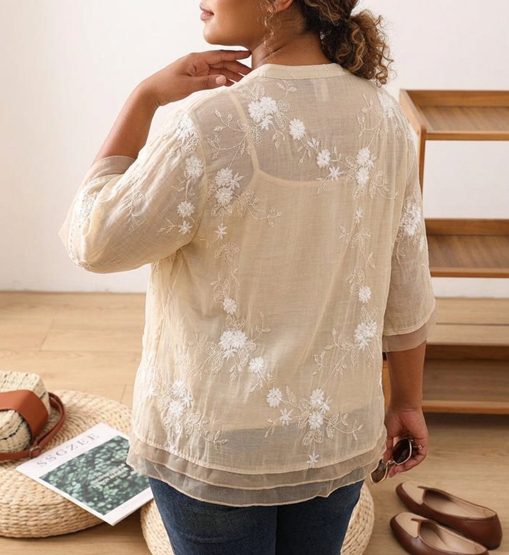 Camicia di Cotone Ricamata Mia