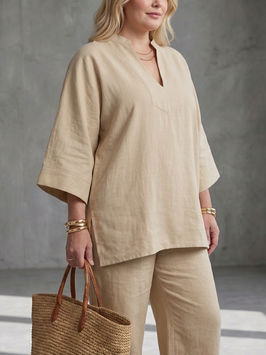 Georgiana | Completo Tunica con Scollo a V e Pantalone Arricciato