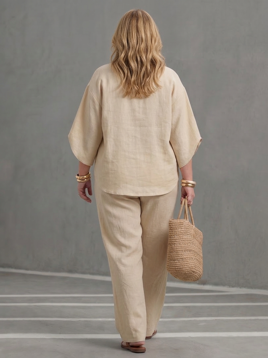 Amity | Completo Tunica Abbottonata con Pantalone Ampio