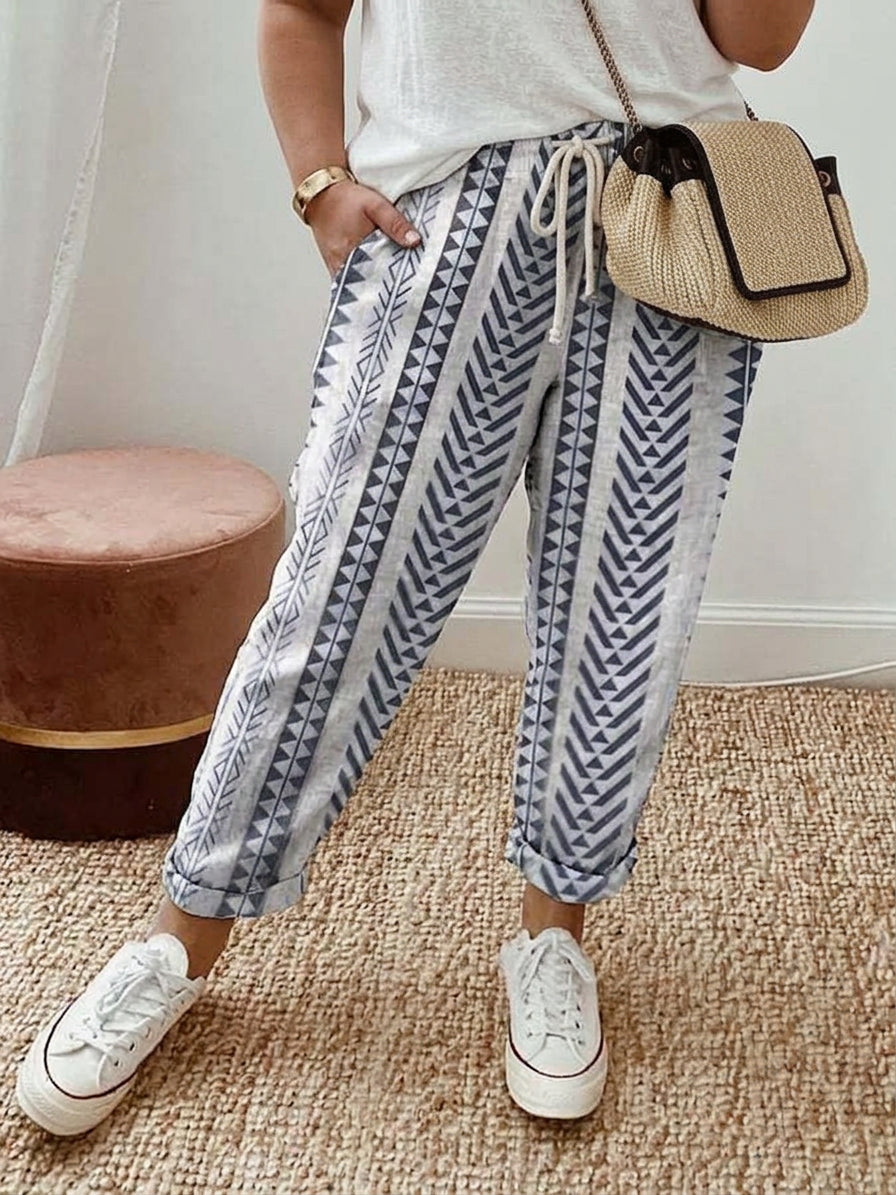 Zafirah | Pantalone Rilassato con Stampa Tribale