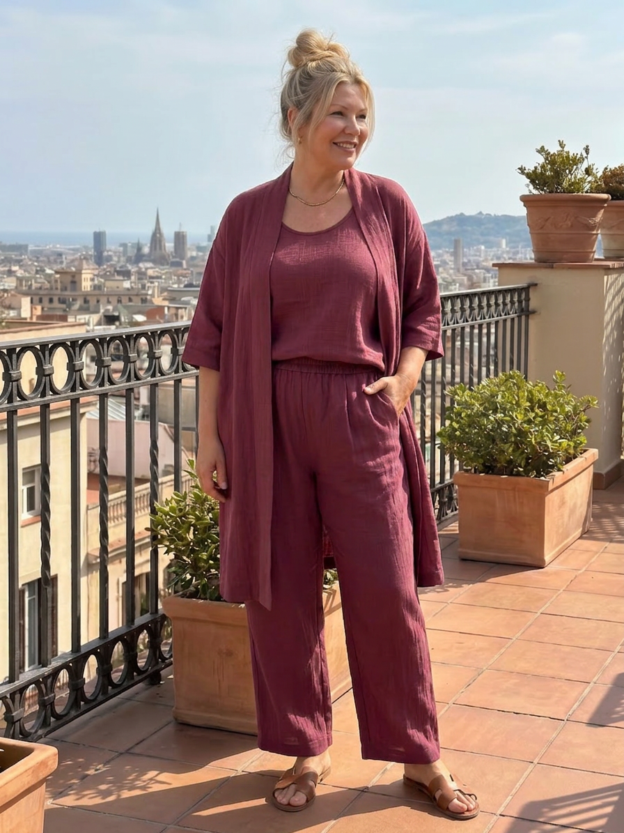 Yael | Completo Tre Pezzi Rilassato con Top e Pantalone