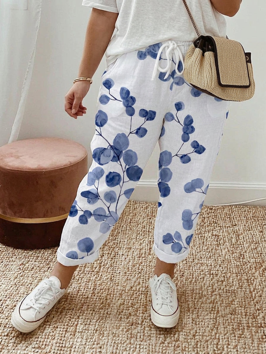 Bluemora | Pantaloni Comodi con Stampa Botanica