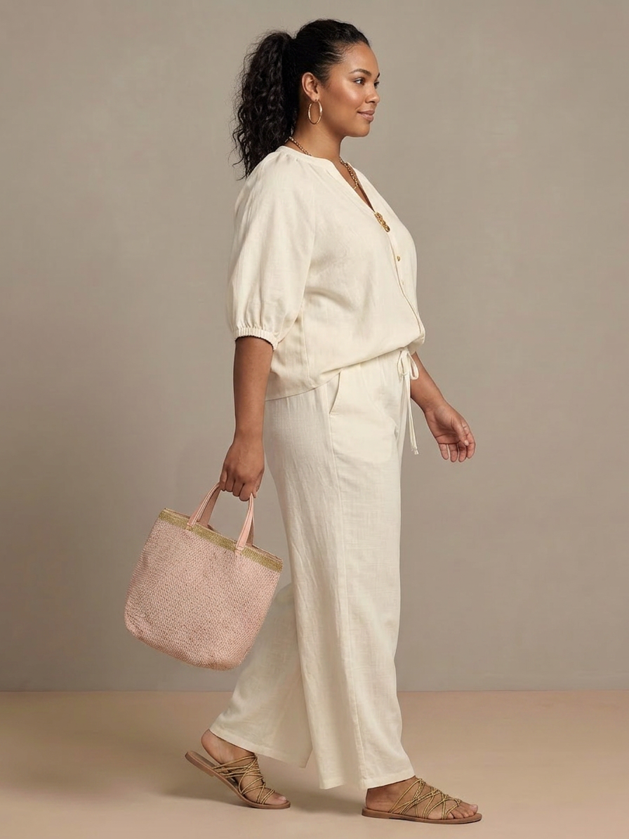 Natalia | Completo Top a Palloncino con Zip e Pantalone Ampio