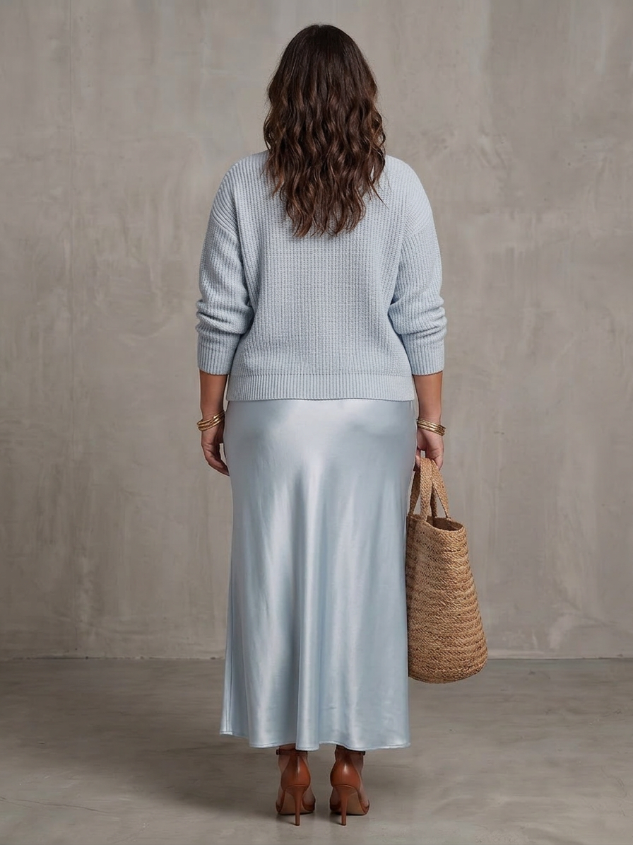 Luciana | Completo Gonna in Raso Sbieca con Strato in Maglia