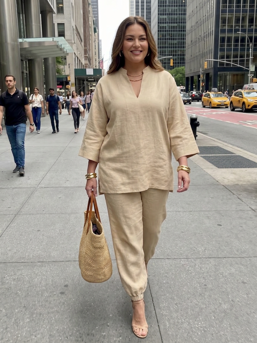 Georgiana | Completo Tunica con Scollo a V e Pantalone Arricciato
