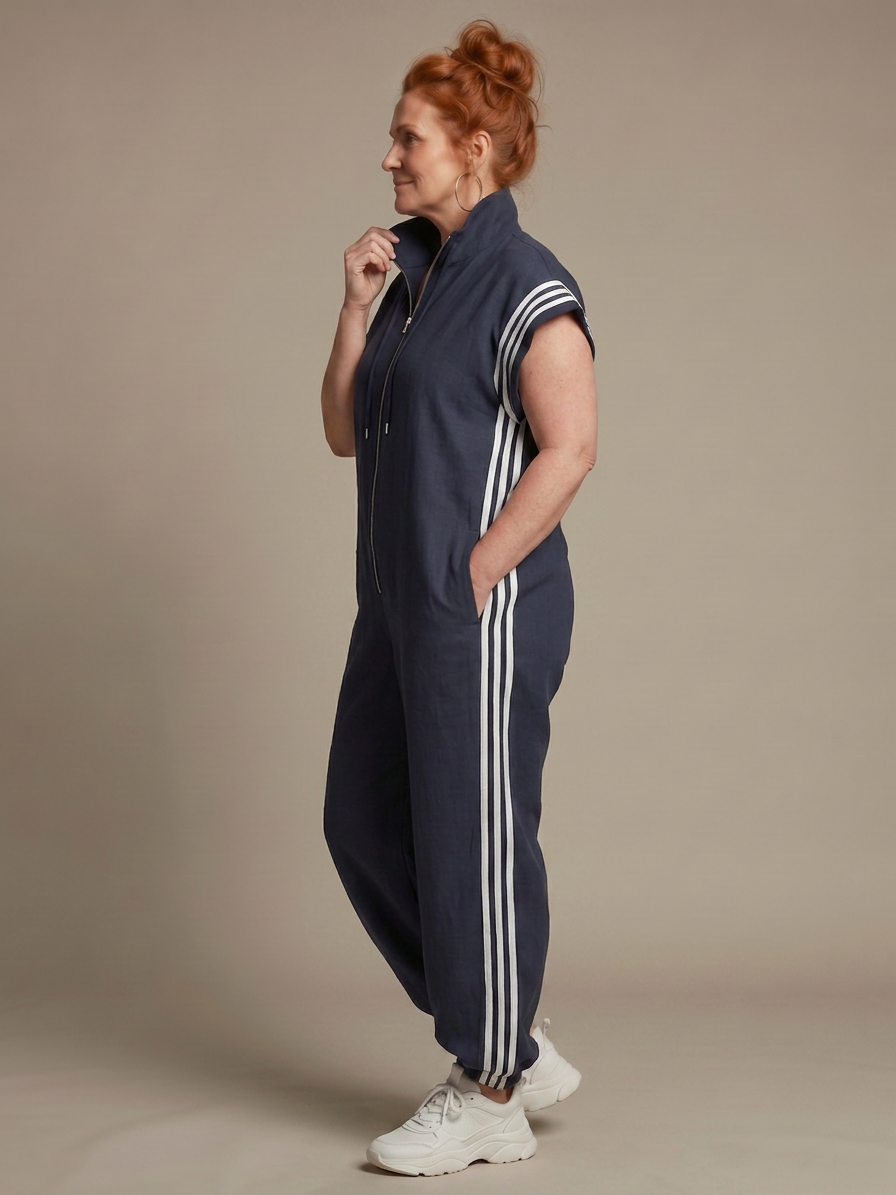 Lark | Tuta con Zip e Pannelli a Righe