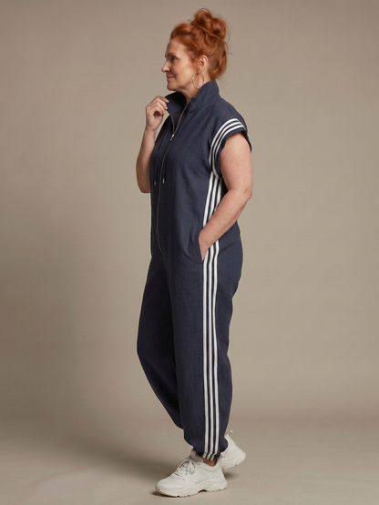 Lark | Tuta con Zip e Pannelli a Righe