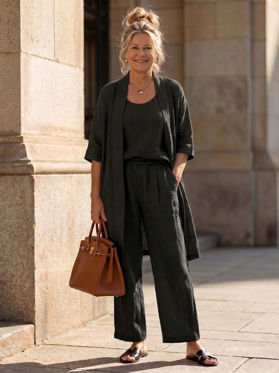 Yael | Completo Tre Pezzi Rilassato con Top e Pantalone