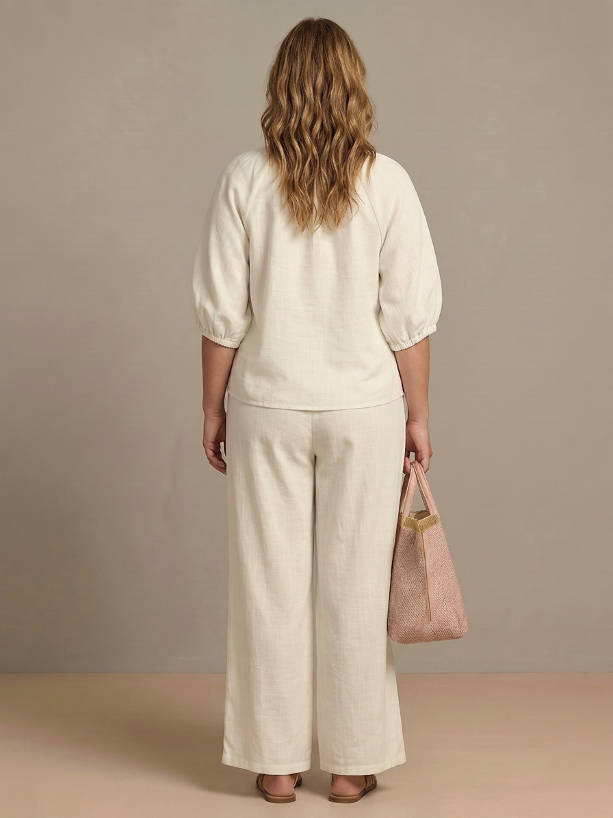 Natalia | Completo Top a Palloncino con Zip e Pantalone Ampio