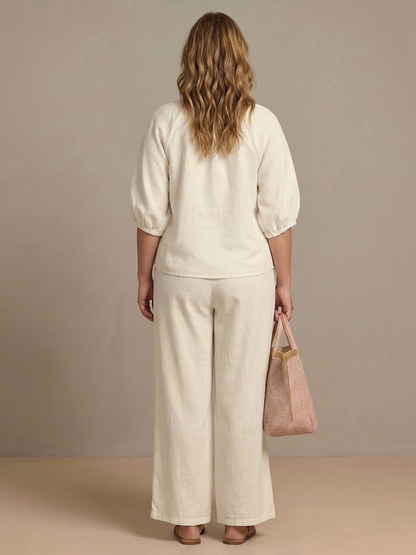 Natalia | Completo Top a Palloncino con Zip e Pantalone Ampio