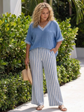 Wren | Completo Tunica con Scollo a V a Contrasto e Pantalone a Righe