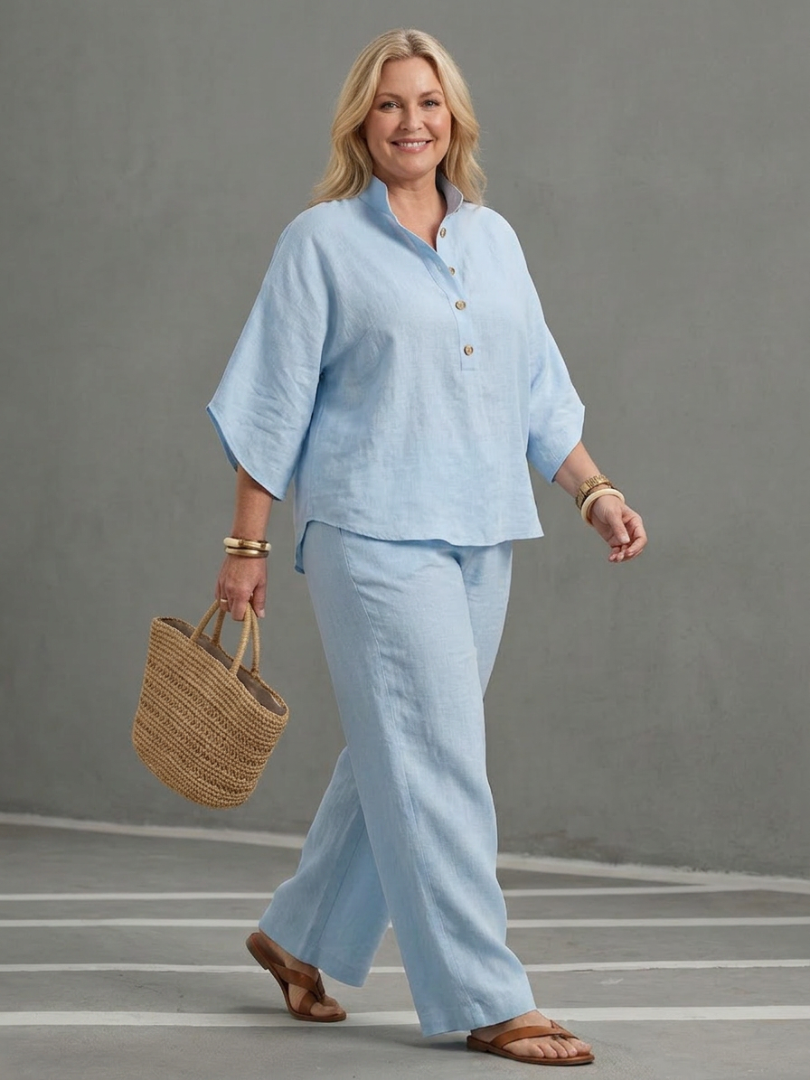 Amity | Completo Tunica Abbottonata con Pantalone Ampio