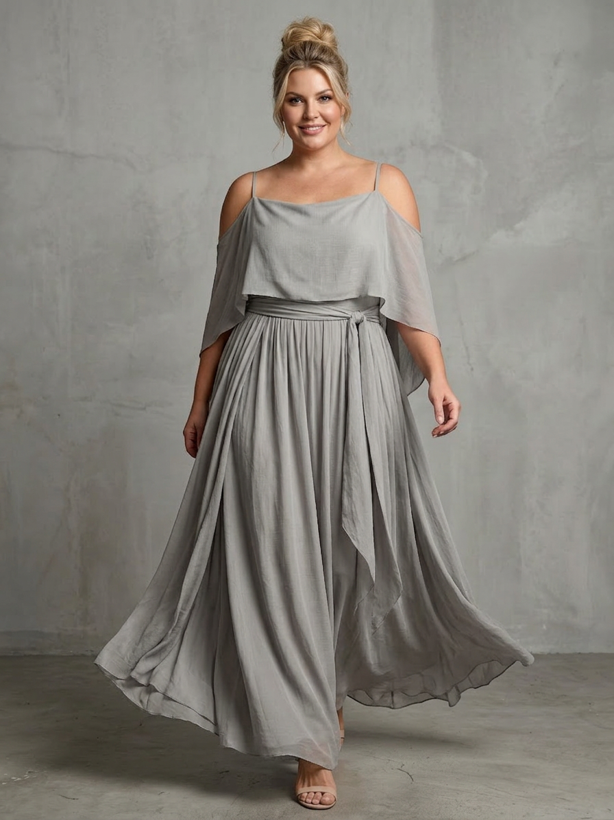 Marisol | Completo Top Drappeggiato a Spalle Scoperte e Pantalone Ampio