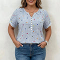 Olivia | Camicetta a Righe con Stampa di Cuori