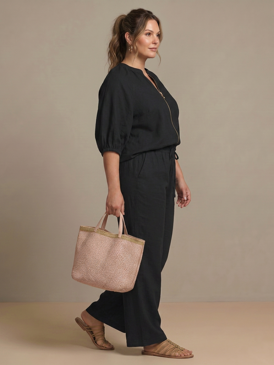 Natalia | Completo Top a Palloncino con Zip e Pantalone Ampio