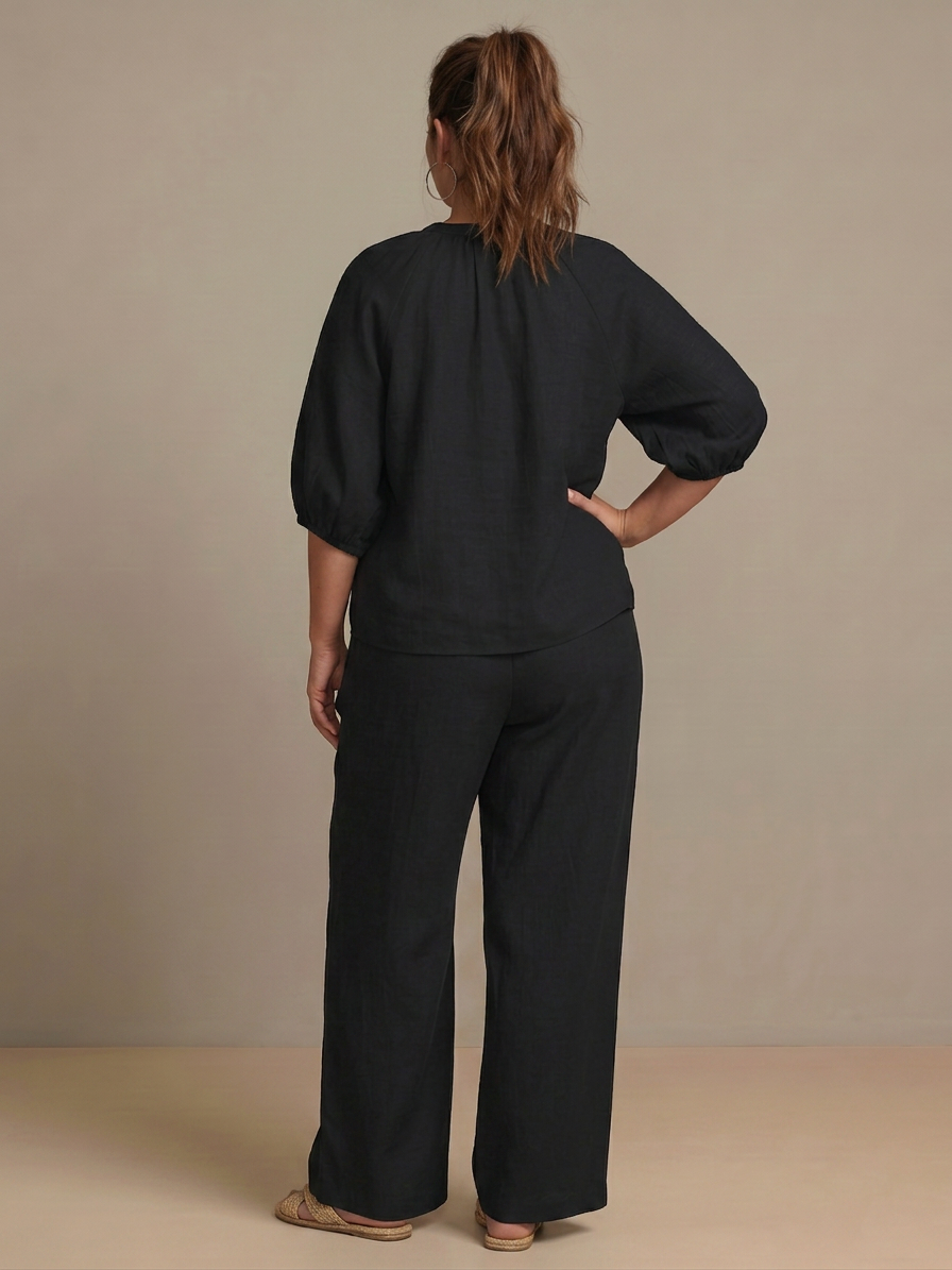 Natalia | Completo Top a Palloncino con Zip e Pantalone Ampio