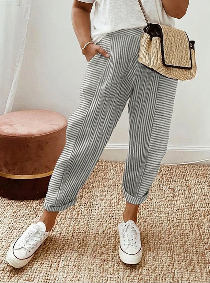 Avery | Pantalone Rilassato con Righe Fresche