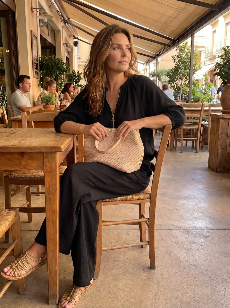 Natalia | Completo Top a Palloncino con Zip e Pantalone Ampio