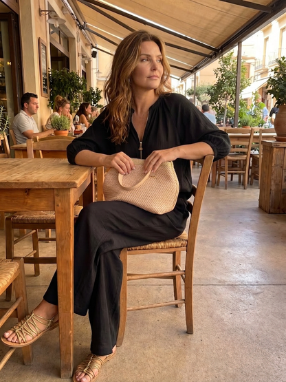 Natalia | Completo Top a Palloncino con Zip e Pantalone Ampio
