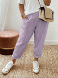 Luna | Pantaloni Comodi con Righe Lavanda