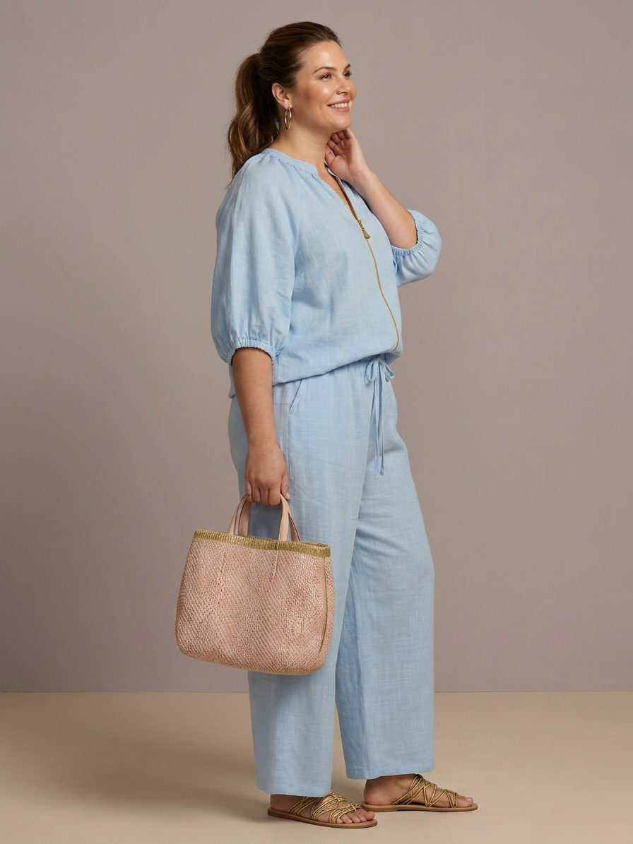 Natalia | Completo Top a Palloncino con Zip e Pantalone Ampio
