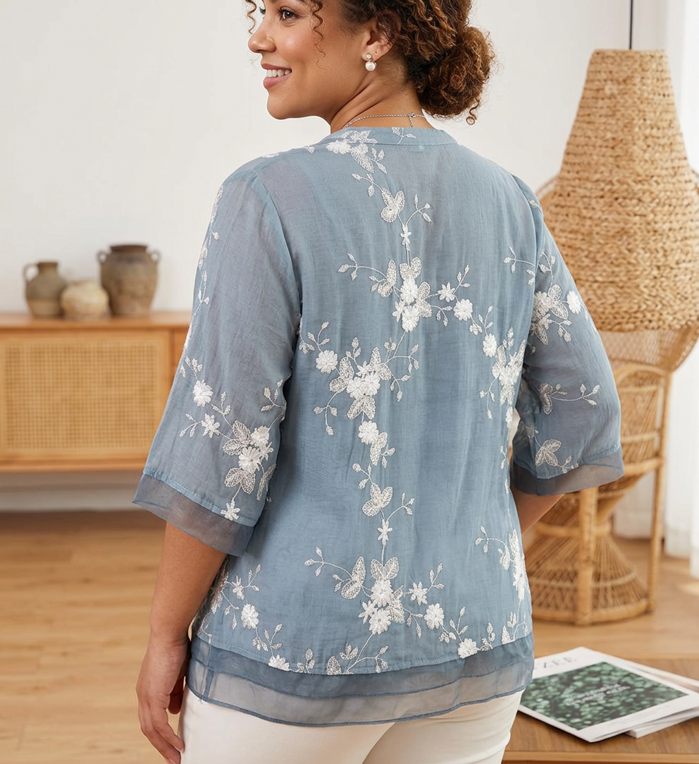 Camicia di Cotone Ricamata Mia