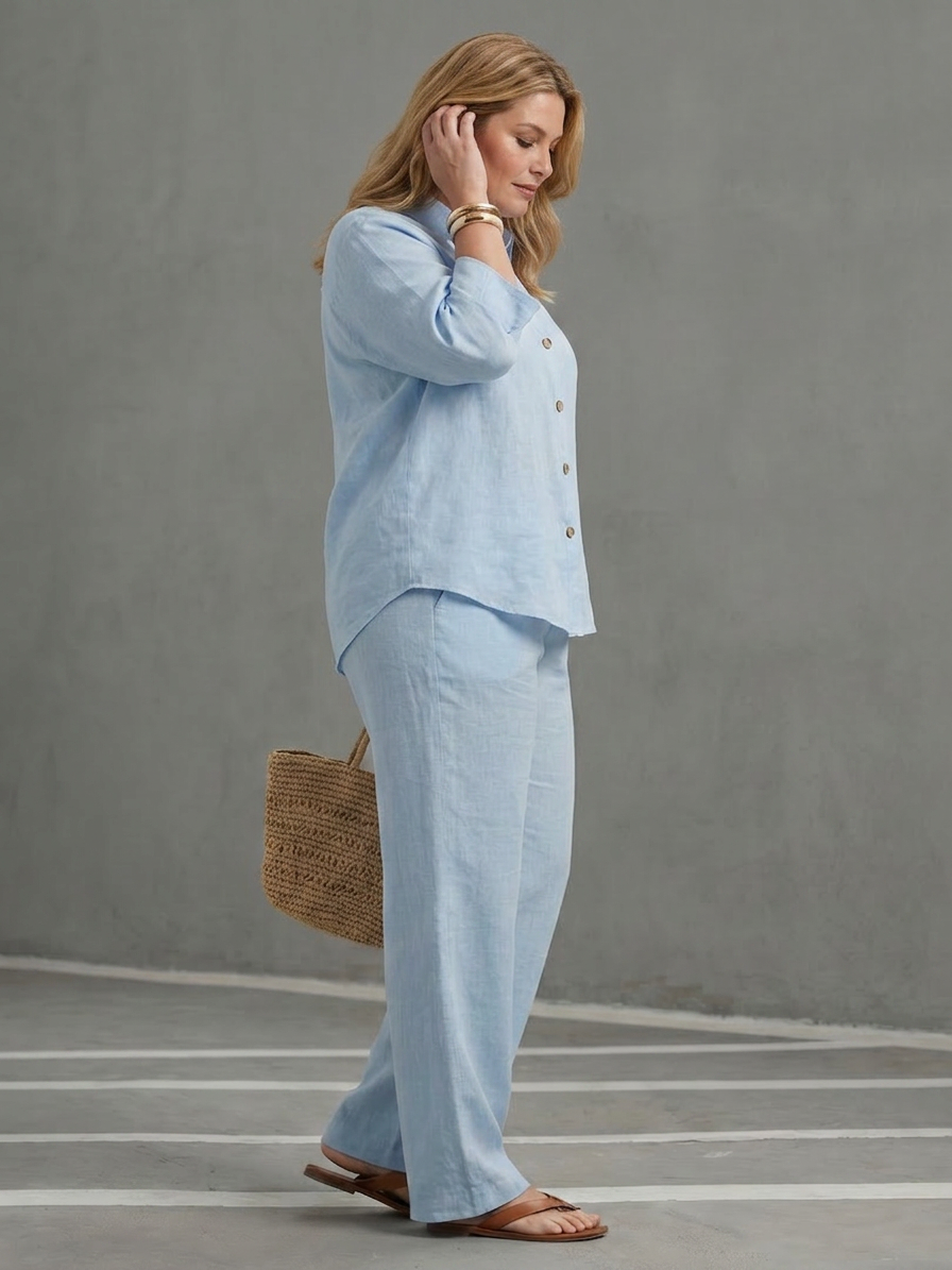 Amity | Completo Tunica Abbottonata con Pantalone Ampio