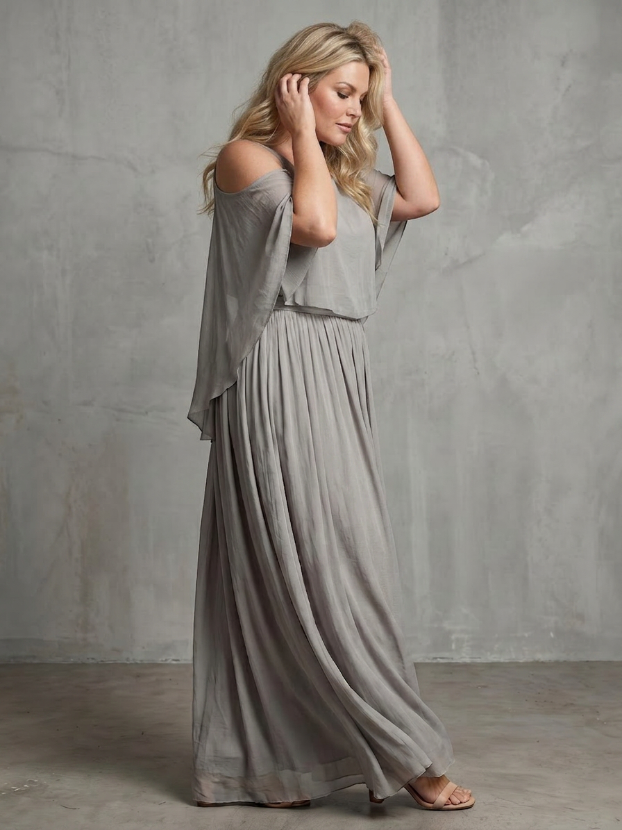 Marisol | Completo Top Drappeggiato a Spalle Scoperte e Pantalone Ampio