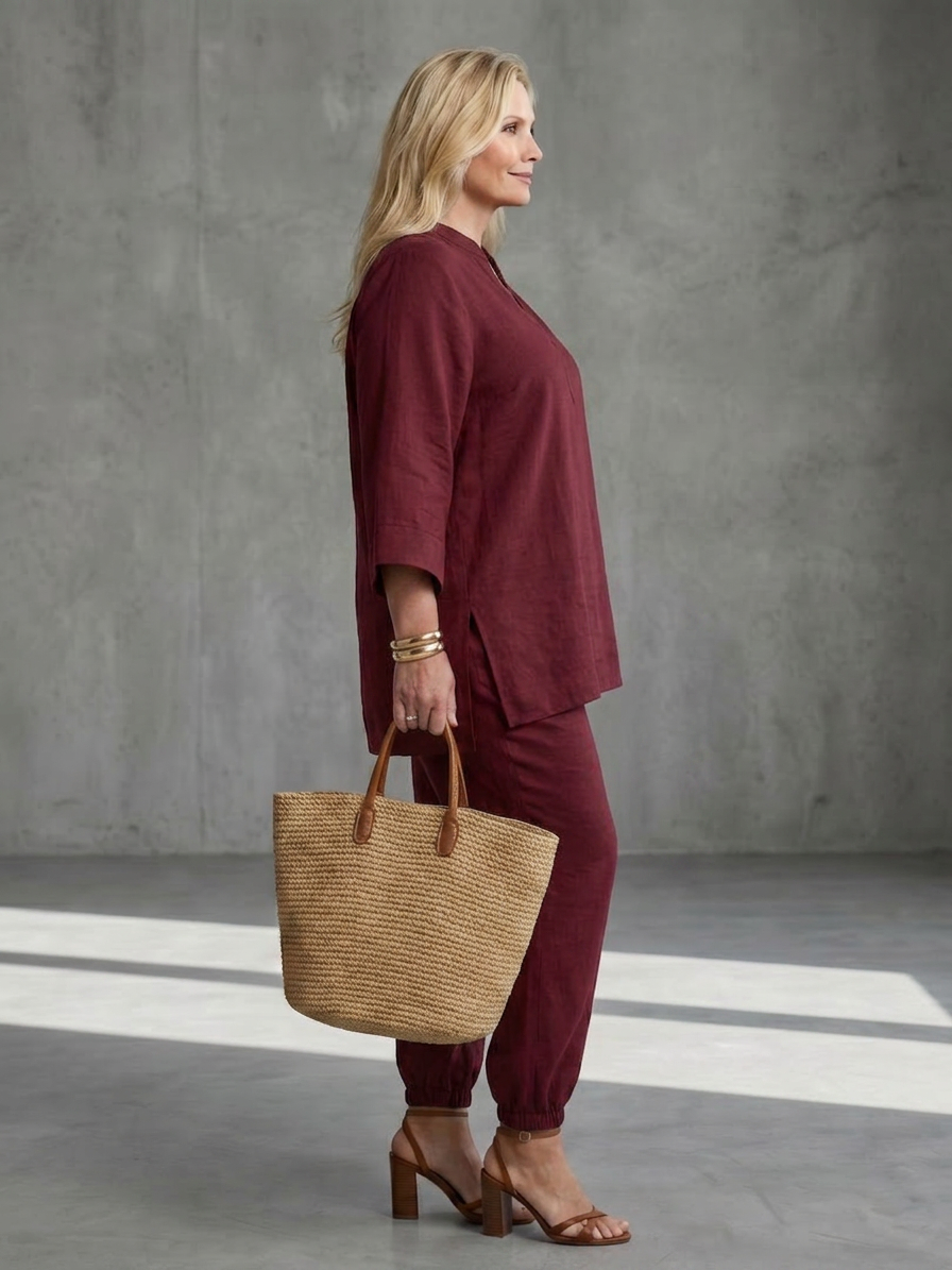 Georgiana | Completo Tunica con Scollo a V e Pantalone Arricciato