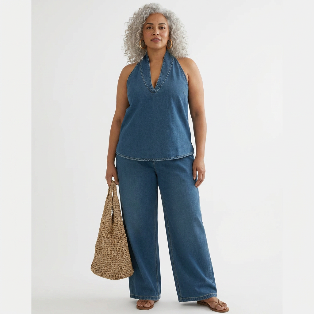Completo Due Pezzi Stile Denim Ivy