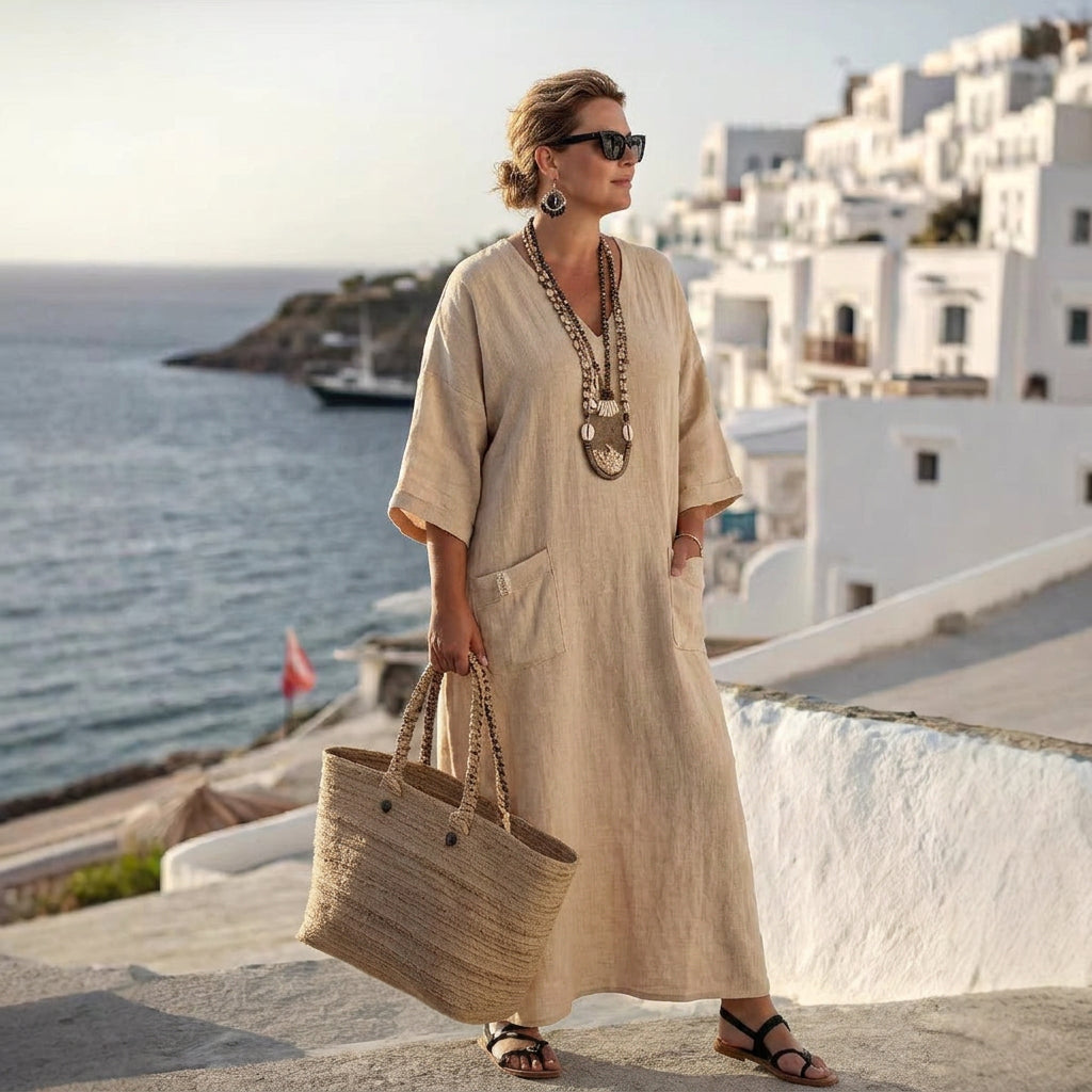 Amara | Abito Lungo in Lino Coastal Fluido