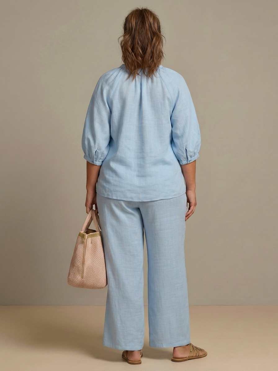 Natalia | Completo Top a Palloncino con Zip e Pantalone Ampio