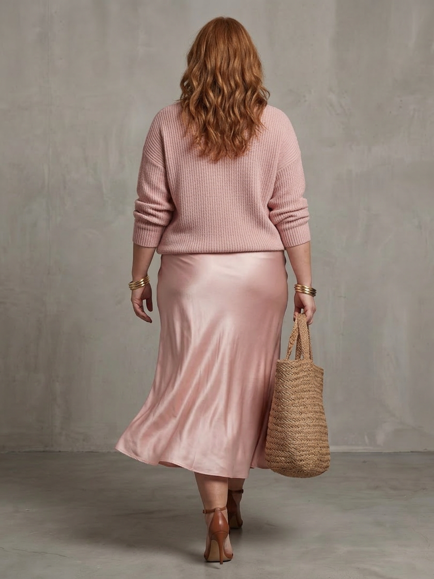 Luciana | Completo Gonna in Raso Sbieca con Strato in Maglia