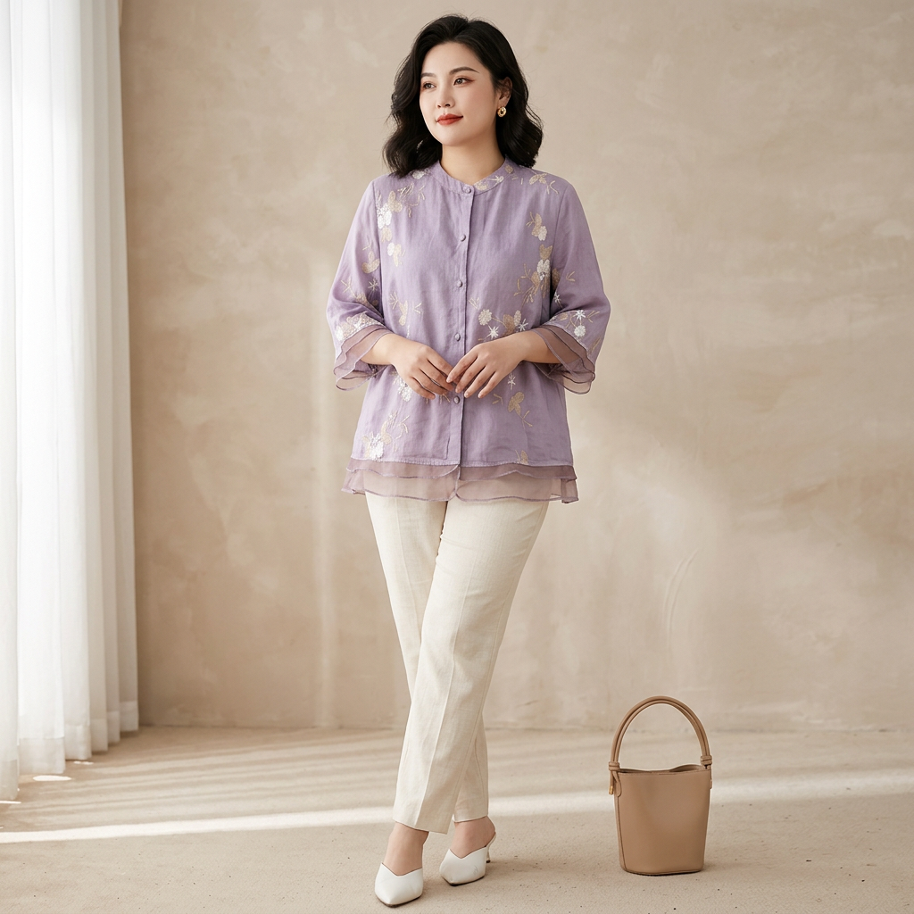 Camicia di Cotone Ricamata Lily