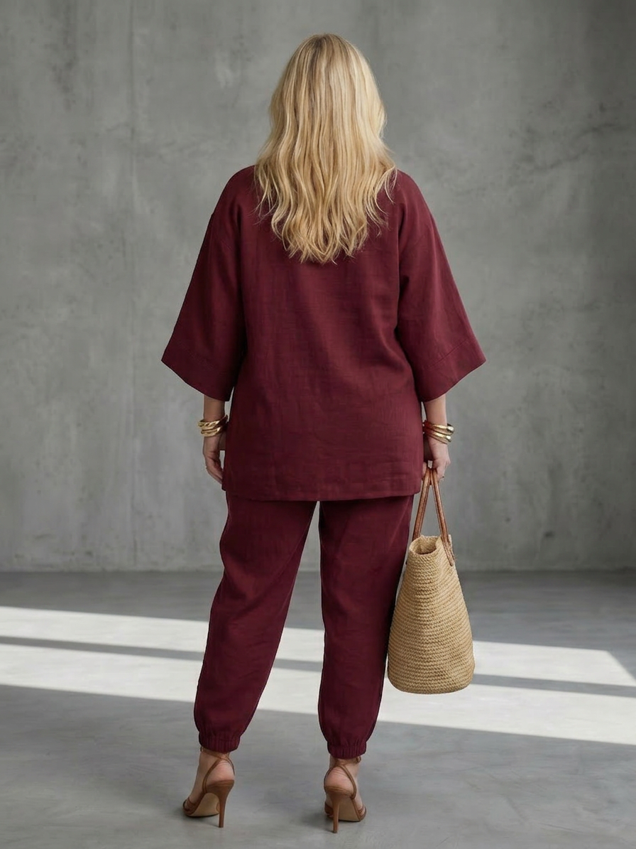 Georgiana | Completo Tunica con Scollo a V e Pantalone Arricciato