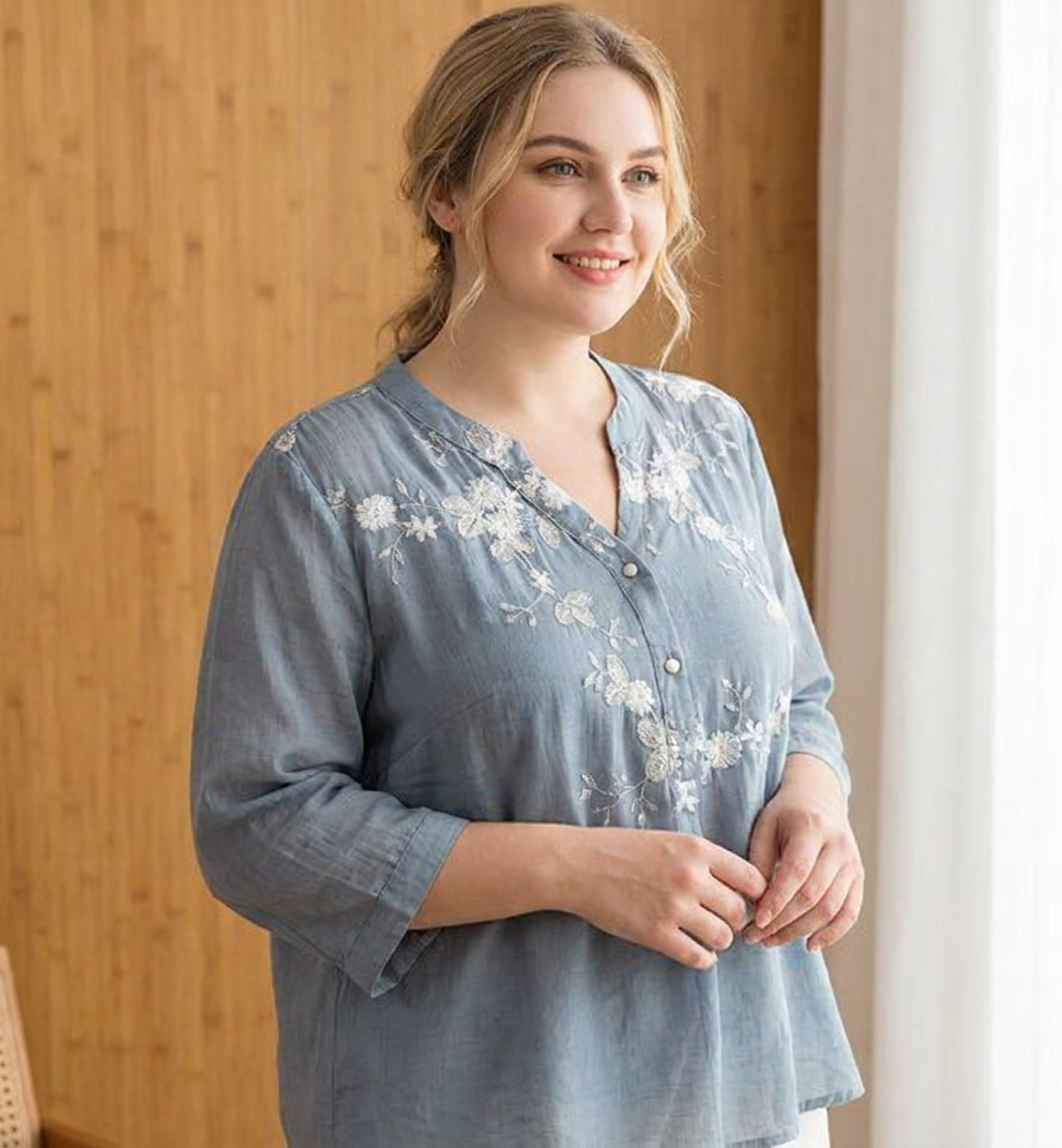 Camicia di Cotone Ricamata Mia