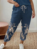 Naomi | Pantalone da Casa con Stampa Botanica Notturna