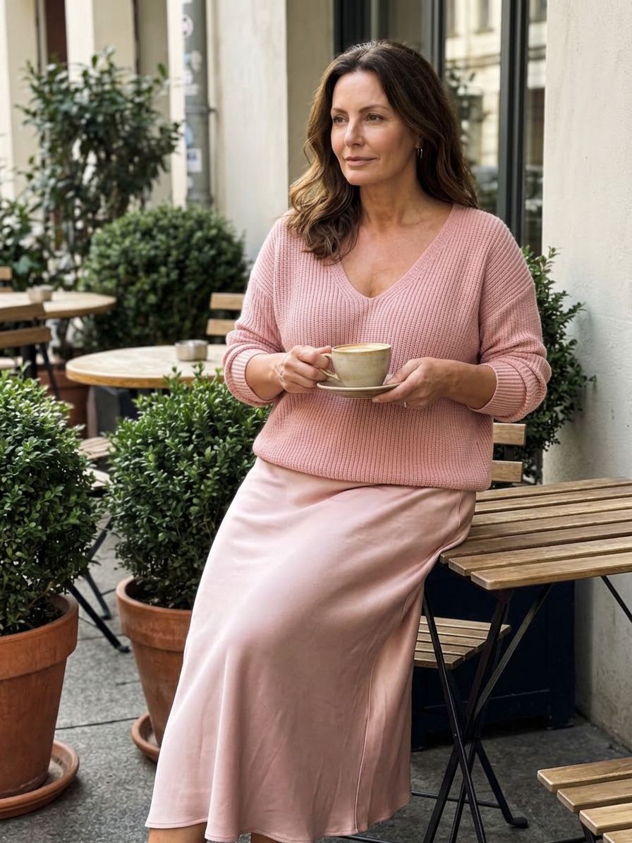 Luciana | Completo Gonna in Raso Sbieca con Strato in Maglia