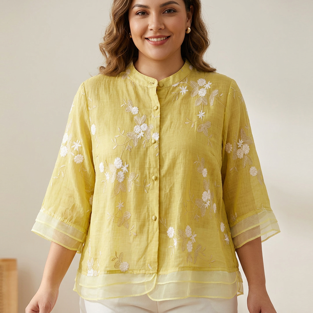 Camicia di Cotone Ricamata Lily