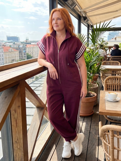 Lark | Tuta con Zip e Pannelli a Righe