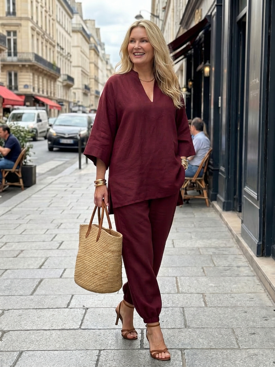 Georgiana | Completo Tunica con Scollo a V e Pantalone Arricciato