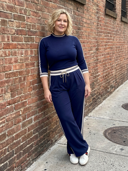 Eirlys | Completo Top Aderente a Manica Lunga e Pantalone Largo